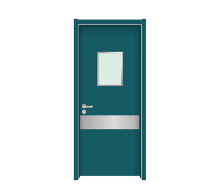 dark green medical clean room door